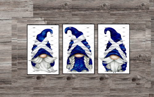 St Andrews Cross Flag Gnome Prints, Set Of 3 Scotland Gonk Print